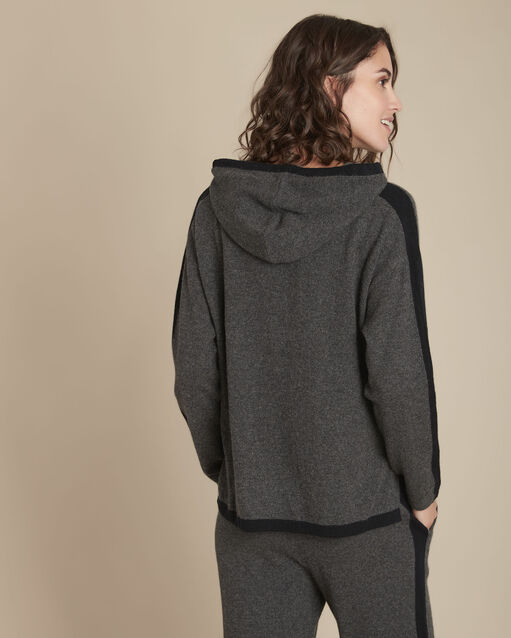 Sweat à capuche laine et cachemire flashback anthracite.