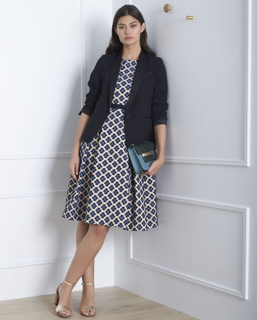 Robe marine jacquard imprimé hanne marine.