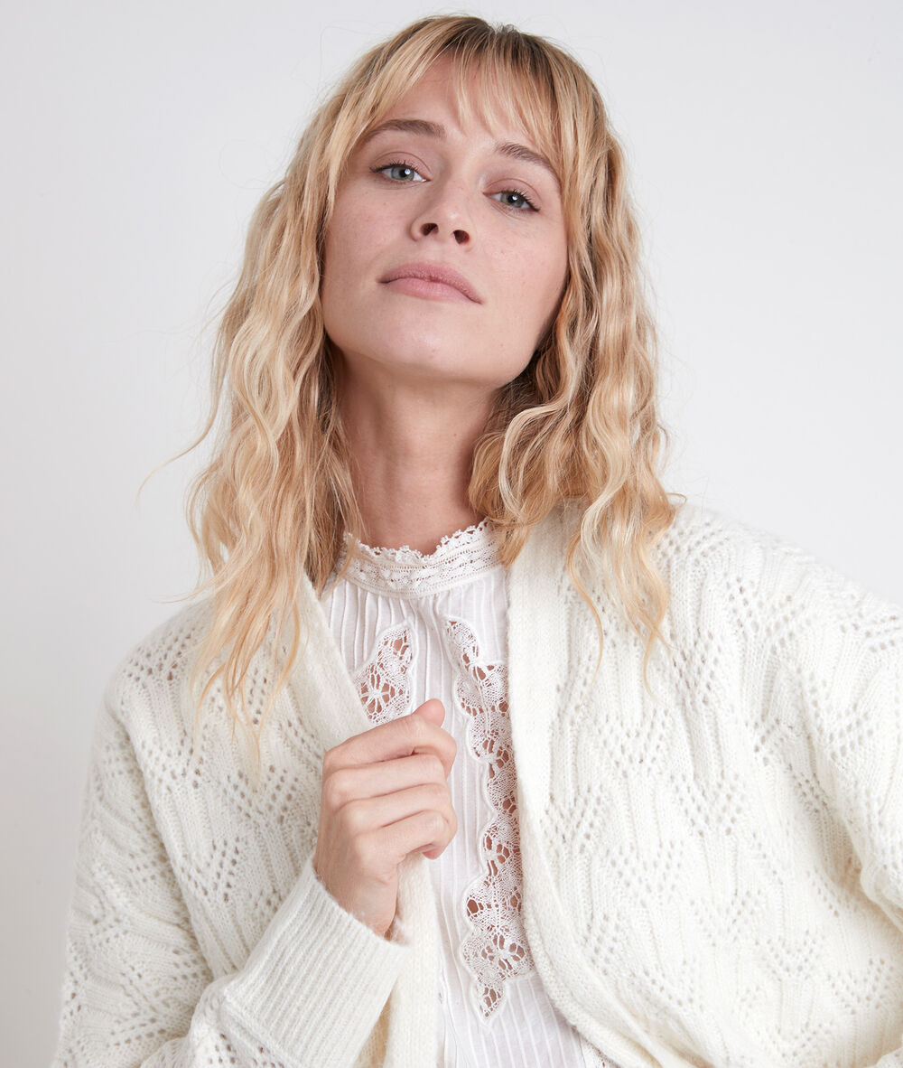 Gilet crème en alpaga mélangé alesia creme.