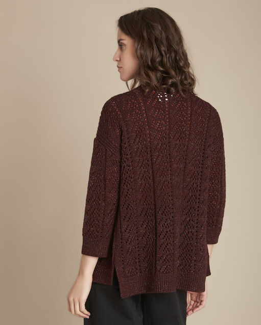 Gilet en maille lurex ébène flashdance marron fonce.