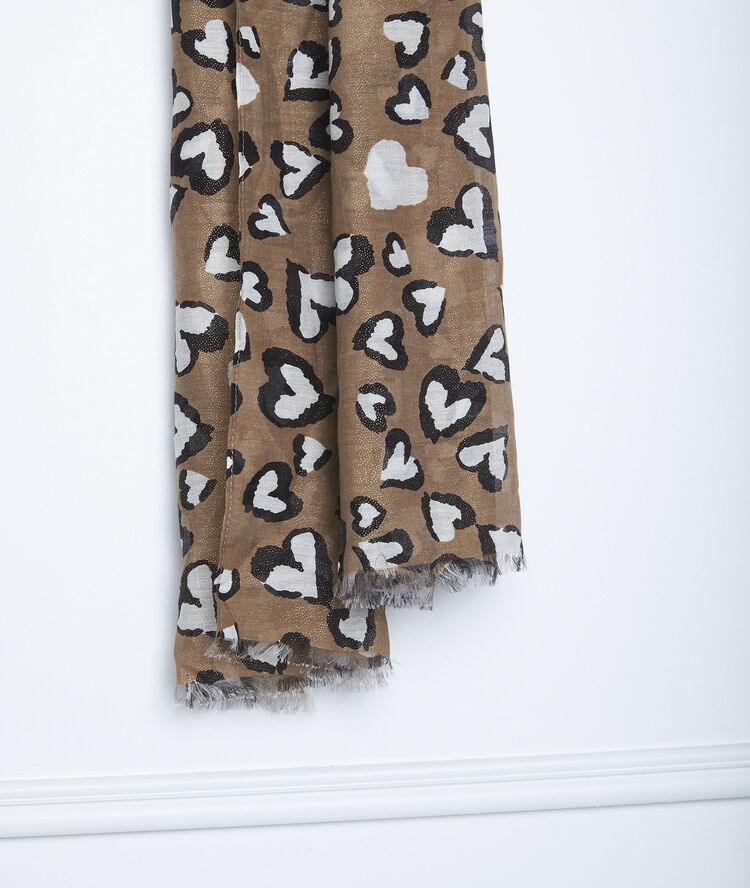 Sjaal met hartjesprint genny beige.