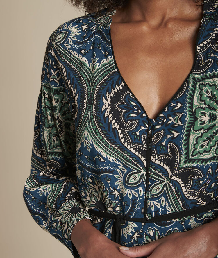 Robe imprimé cachemire ida marine.