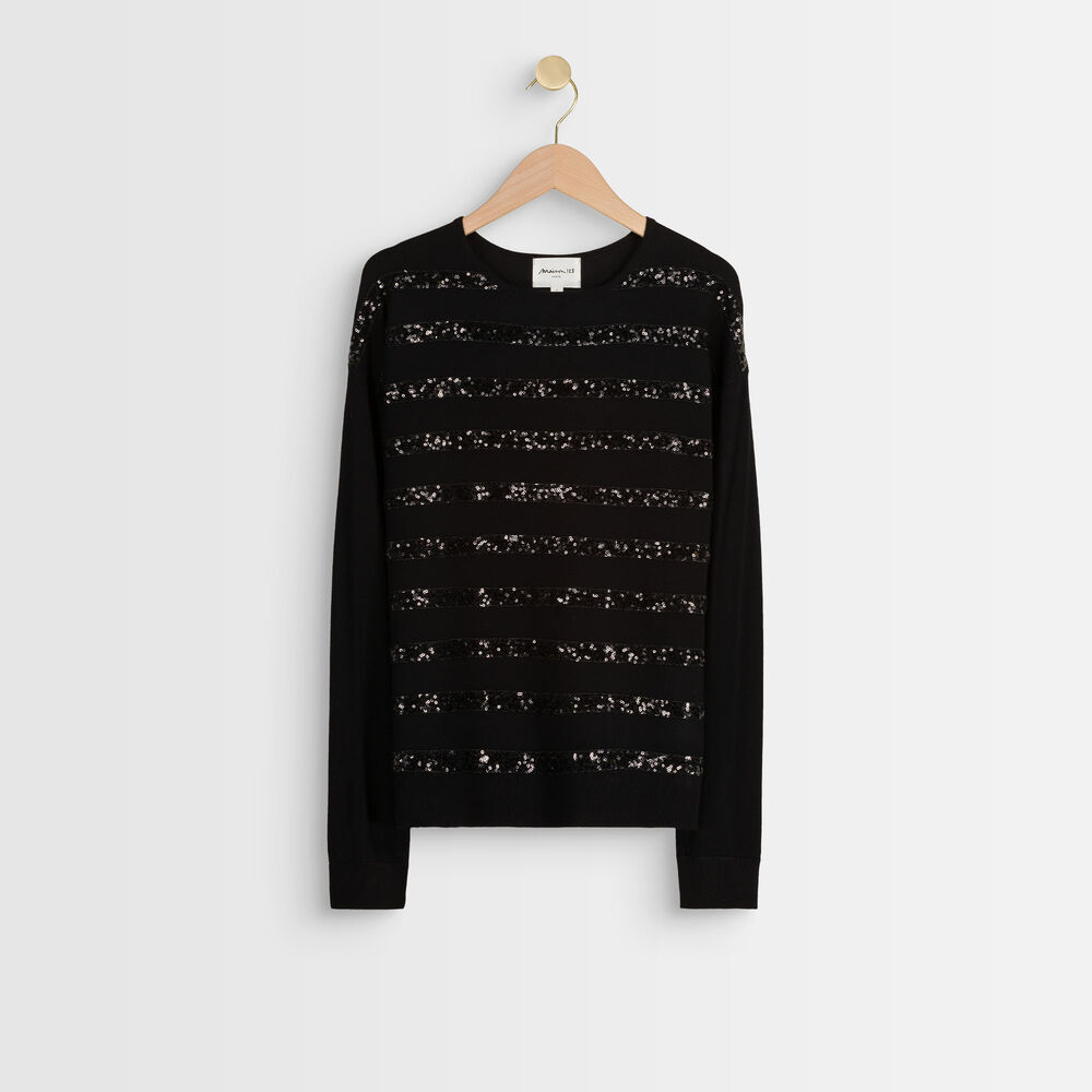 Pull rayé sequins ryad noir.