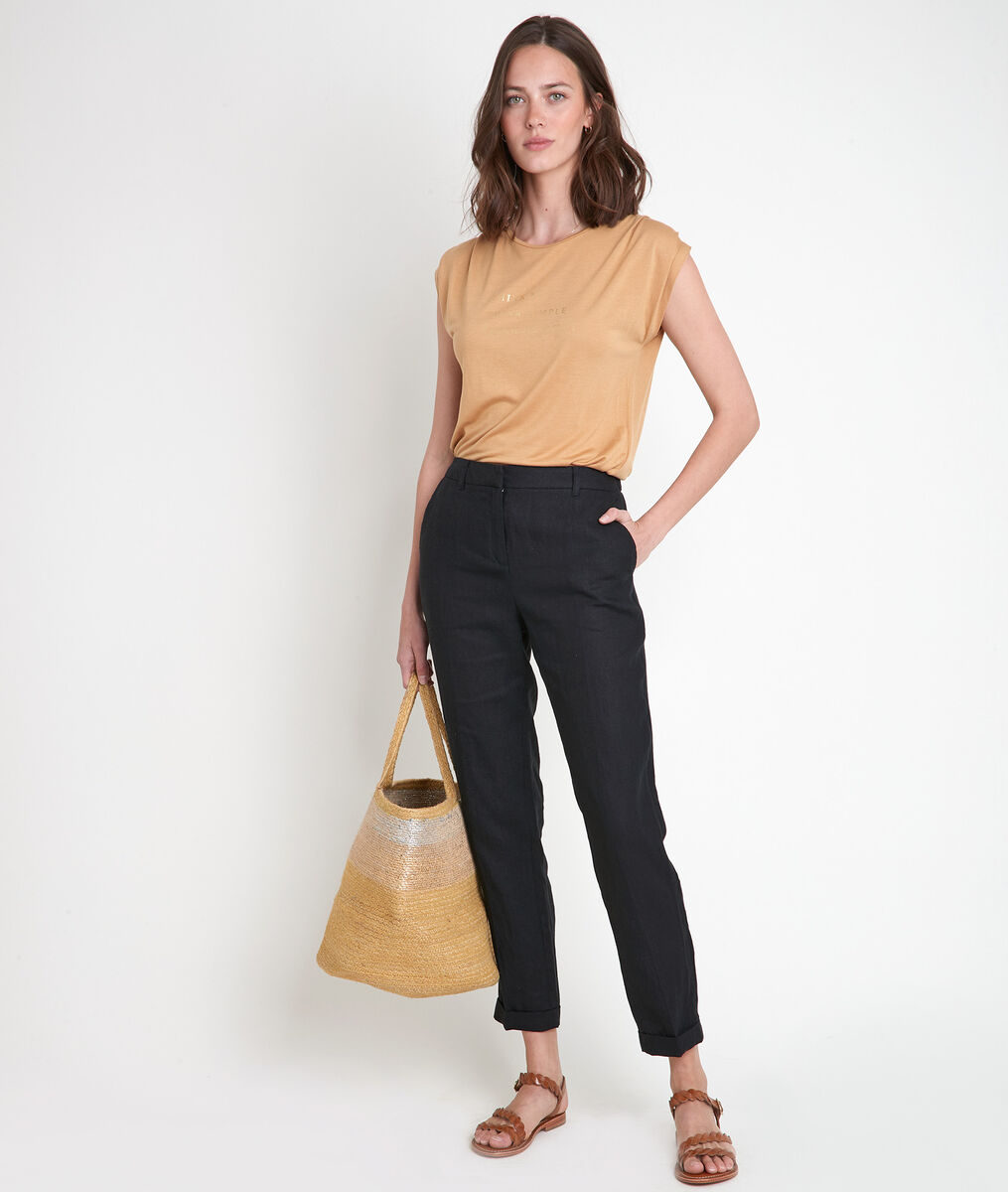 Pantalon chino en lin noir Felix Bis | 1-2-3 Pantalon chino en lin noir Felix Bis PhotoZ | 1-2-3