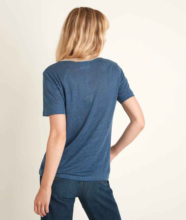 Tee-shirt en lin col fantaisie rwana.