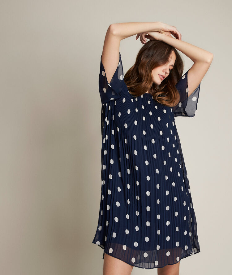 Robe pliss&eacute;e &agrave; pois coralia violet.