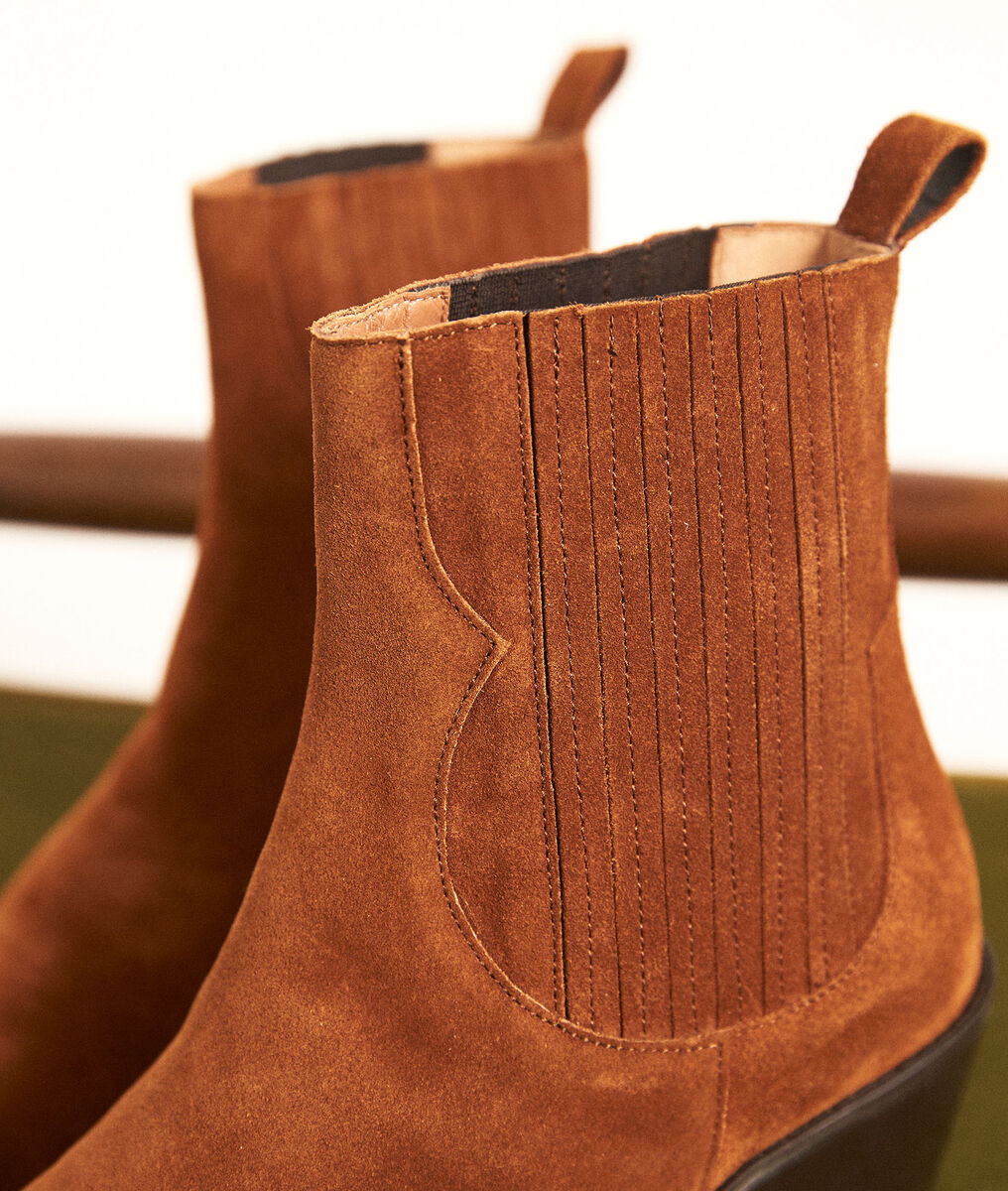 Lage cowboylaarzen van chocoladebruin veloursleder Habby | 1-2-3 Lage cowboylaarzen van chocoladebruin veloursleder Habby PhotoZ | 1-2-3