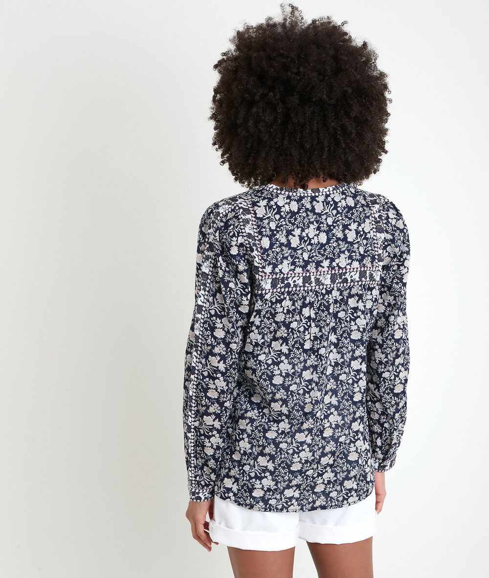Blouse marine imprimé fleuri tippi marine.