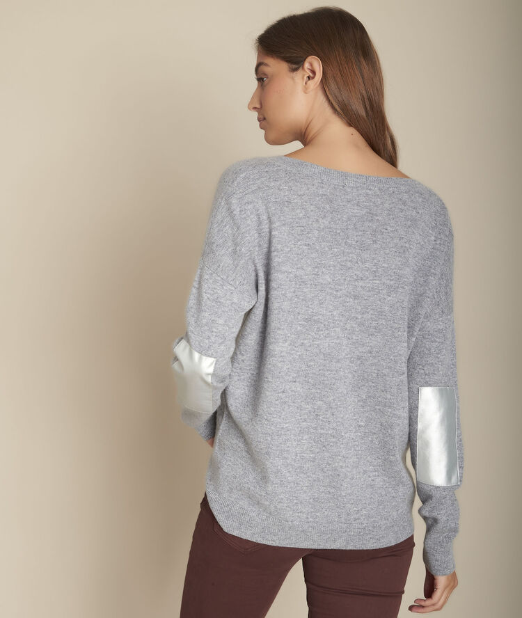 Pull en laine et cachemire gris chiné figuier chine moyen.