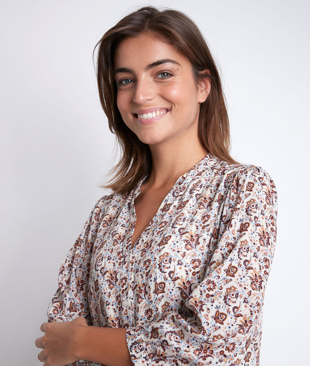 Robe imprimée nadège ecru.