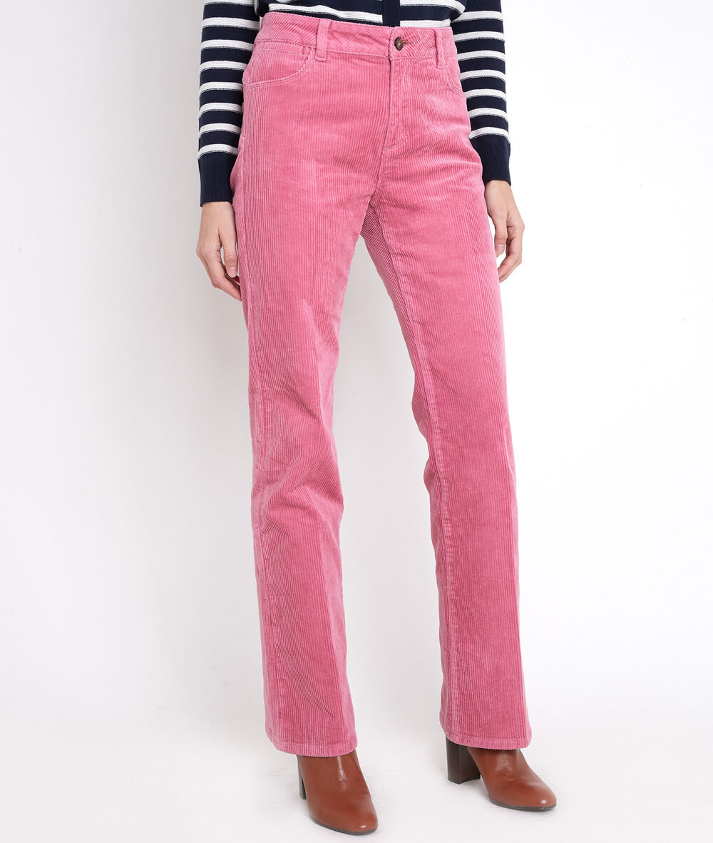 Pantalon large en velours rose fidji rose.