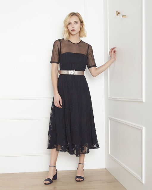 Robe marine dentelle et tulle hester marine.