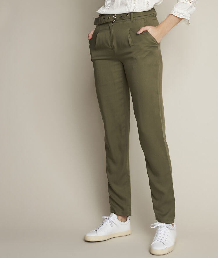 Chinohose aus tencel issel khaki.
