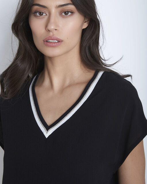 Blouse noire encolure lurex vallee noir.