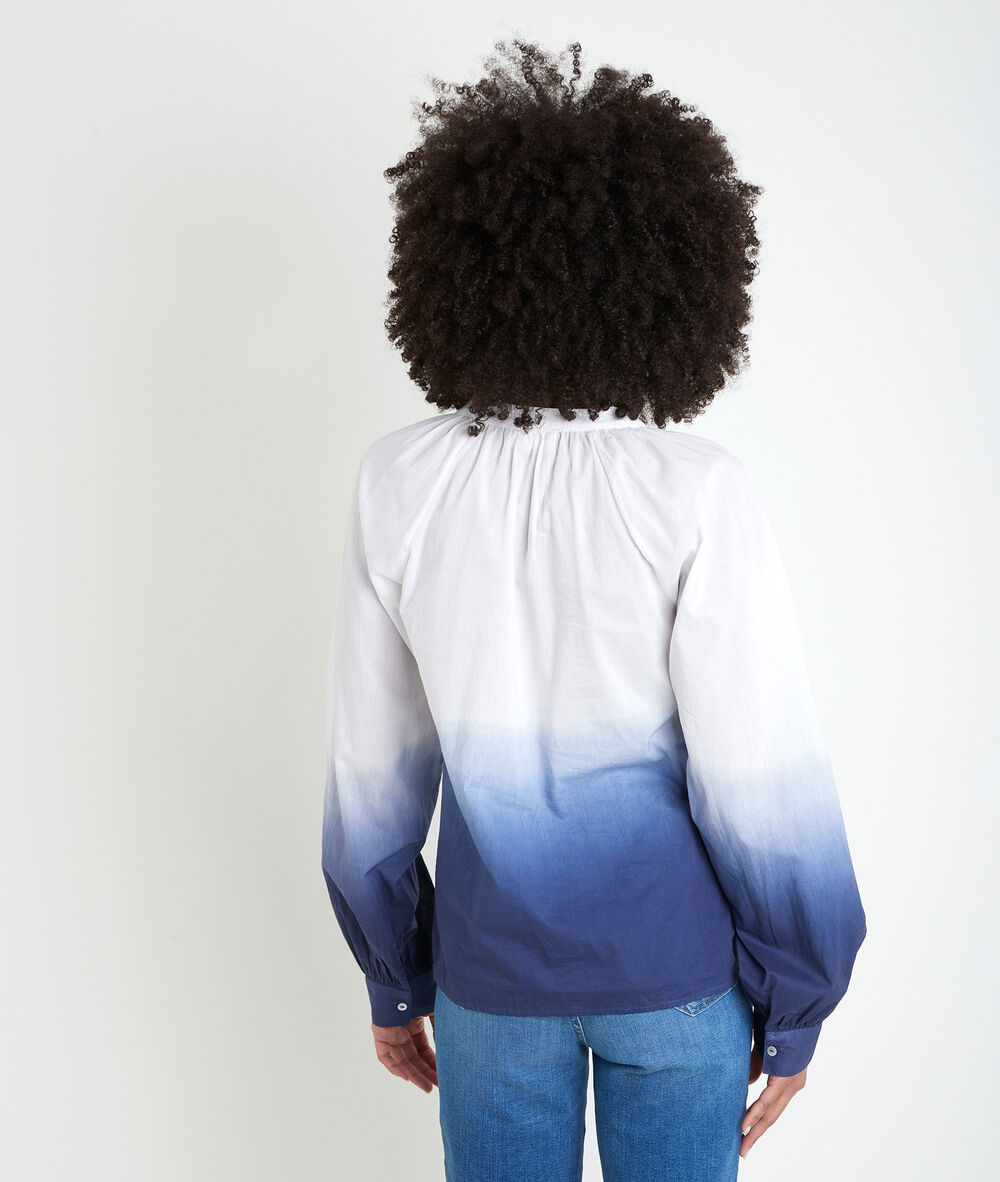 Blouse bleue tie and dye terry encre.