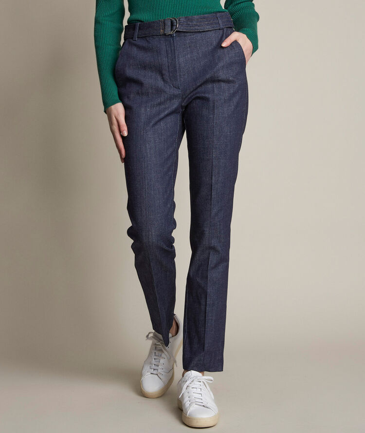 Denim broek met ceintuur amandine rinse.