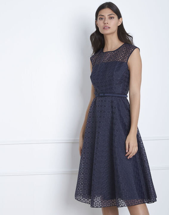 Robe marine en dentelle ceinture Honorine | 1-2-3 Robe marine en dentelle ceinture Honorine PhotoZ | 1-2-3