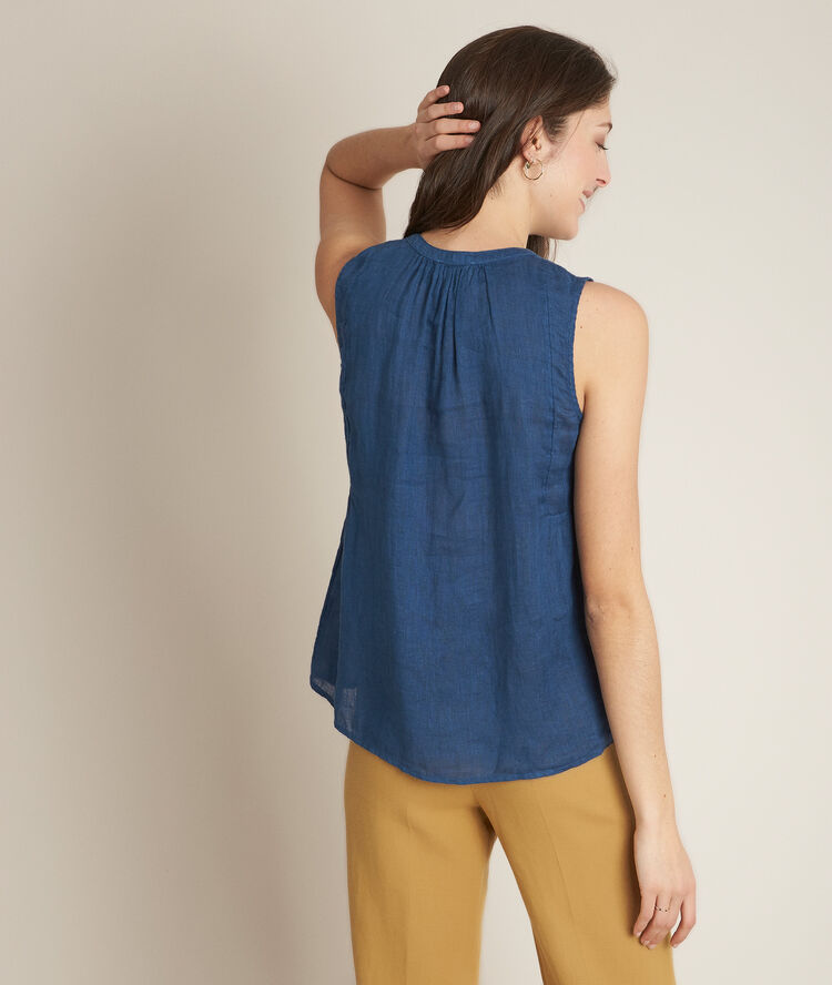 Top indigo en lin eloane indigo fonce.