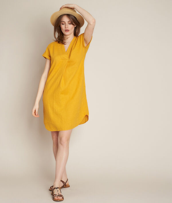 Robe en lin safran Christina | 1-2-3 Robe en lin safran Christina PhotoZ | 1-2-3