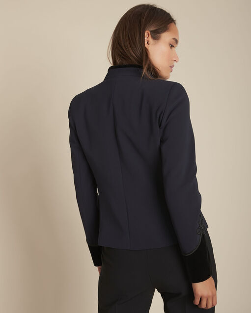 Veste en microfibre détails velours baby marine.