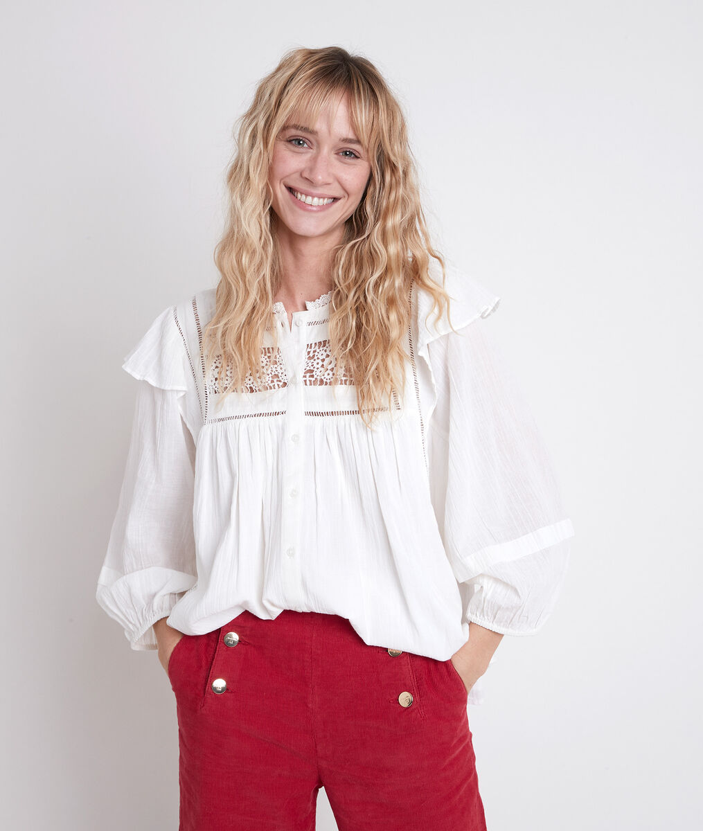 Blouse en coton dentelle écrue Talia | 1-2-3 Blouse en coton dentelle écrue Talia PhotoZ | 1-2-3