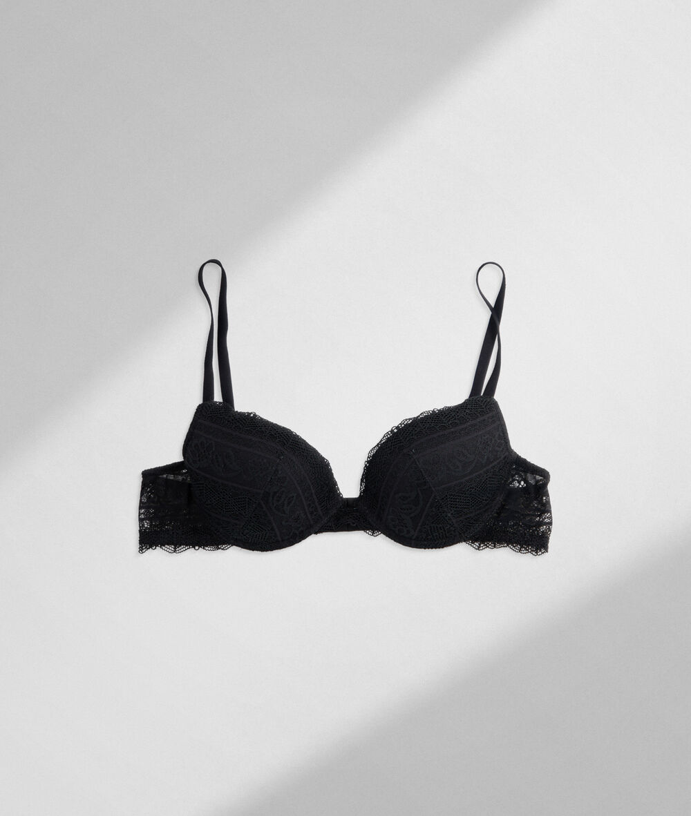 Soutien-gorge ampliforme en dentelle responsable noire ella noir.