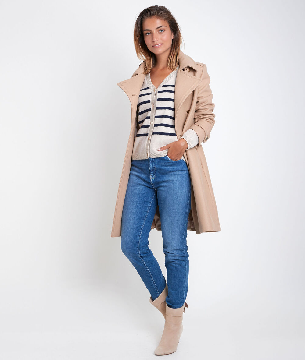 Gilet rayé rosa naturel.