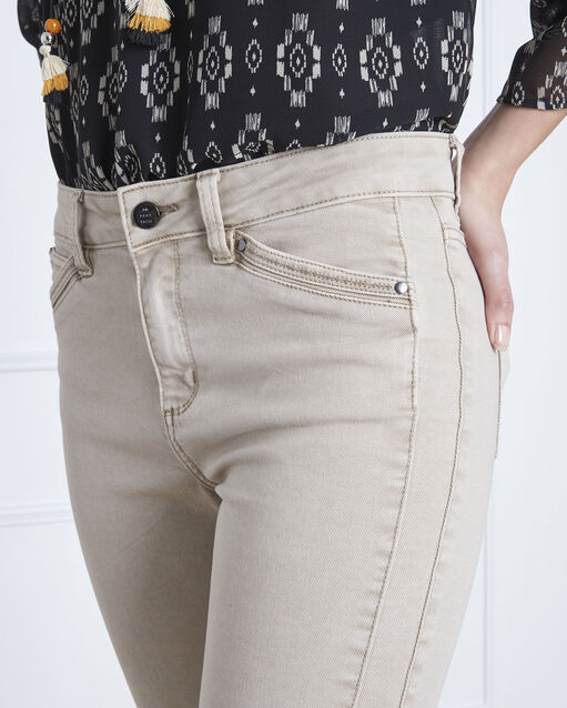 Jean beige slim à zips opéra naturel.