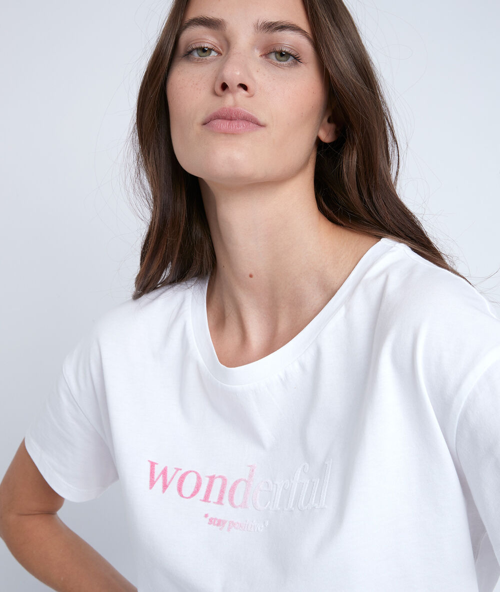 Tee-shirt écru sérigraphié ilona ecru.