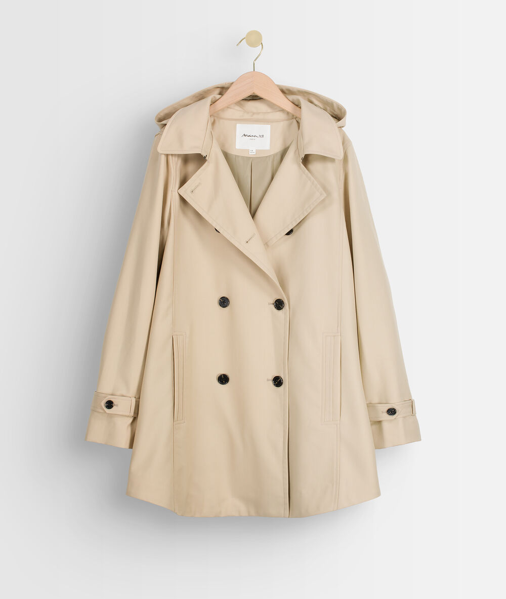 Trench à capuche beige kate beige.