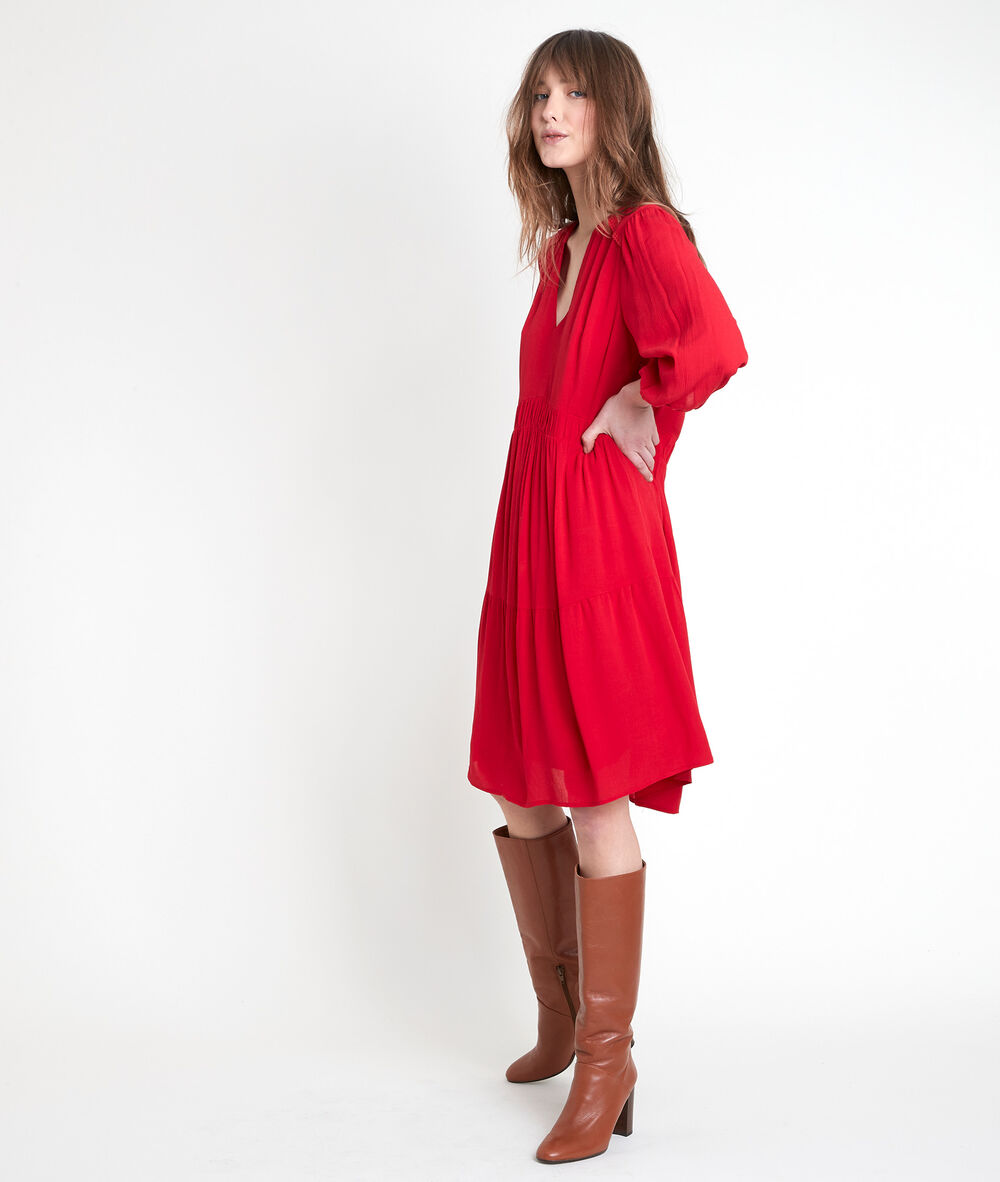 Robe en cr&ecirc;pe rouge minette rouge.