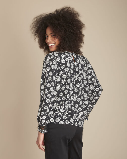 Blouse imprimé marguerite malice noir.