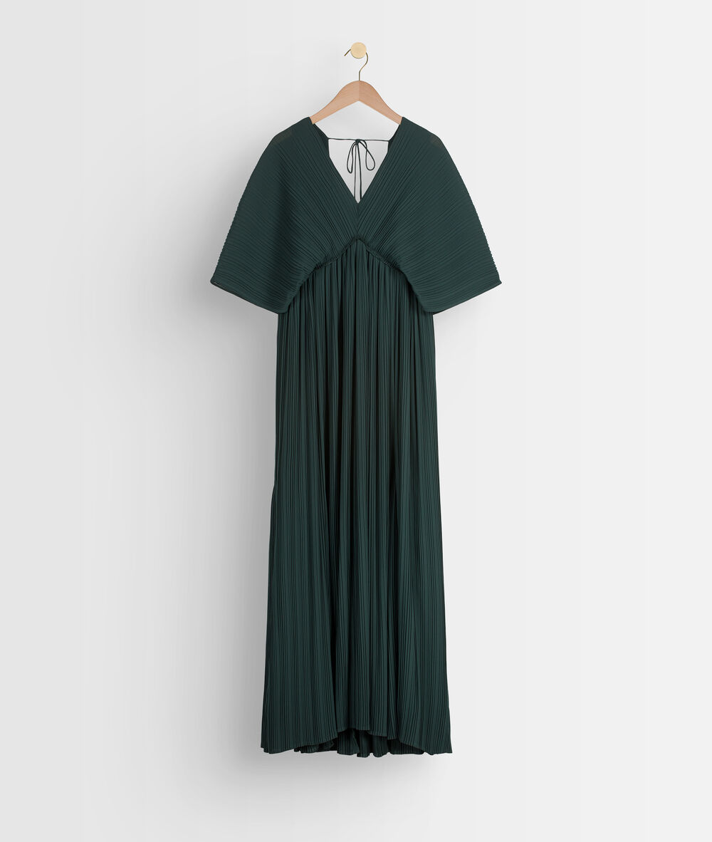 Langes, plissiertes kleid zypressengrün marion cypres.