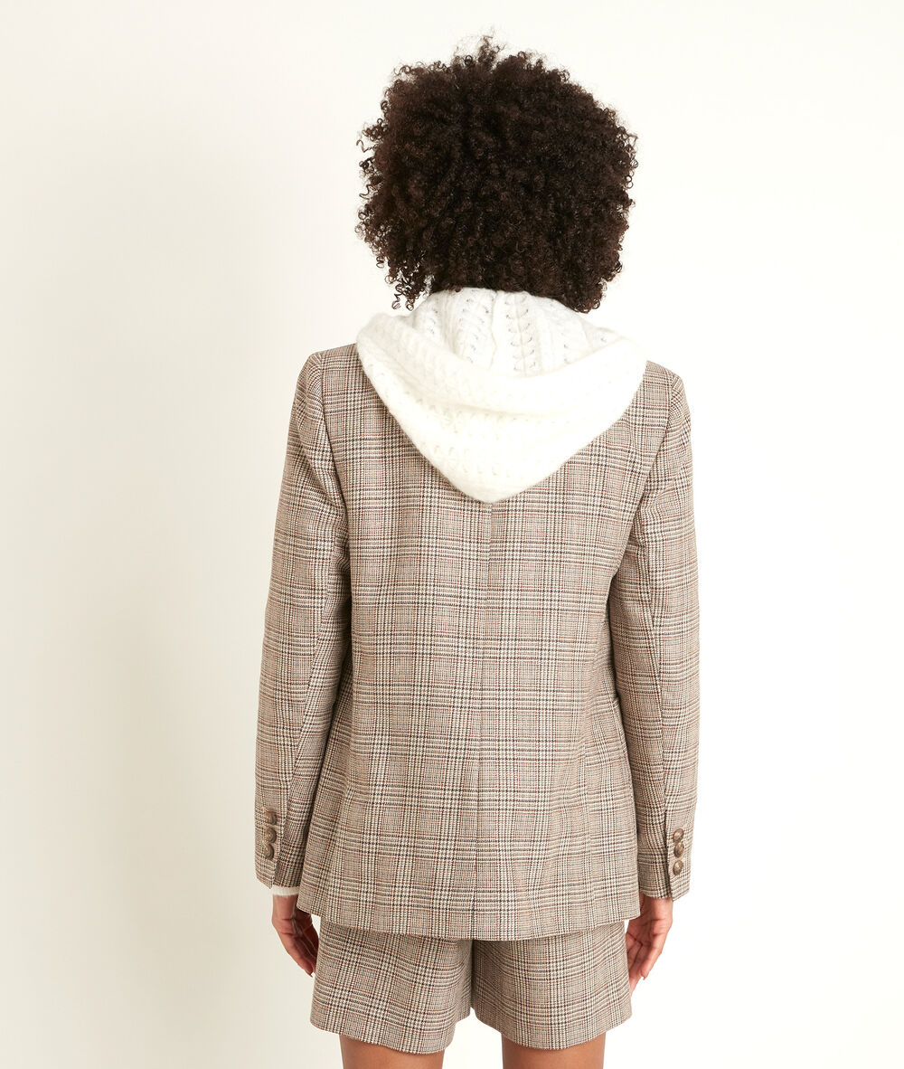 Veste à carreaux lurex thelma camel clair.