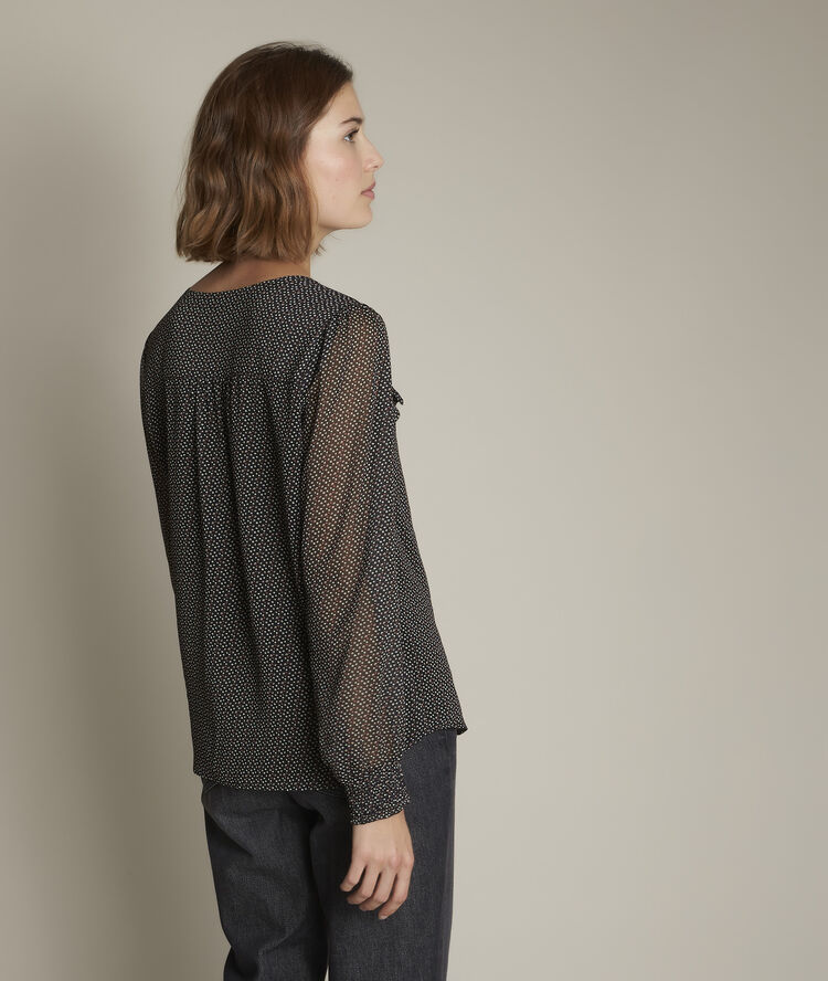 Blouse imprimée à volants eleanore noir.