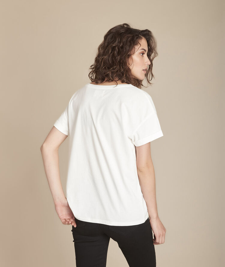 Tee-shirt sérigraphié en coton biologique caroline ecru.