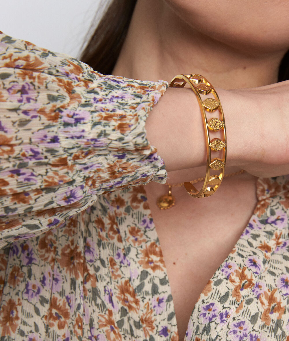 Bracelet jonc or p&eacute;tale bijoux l&eacute;one.