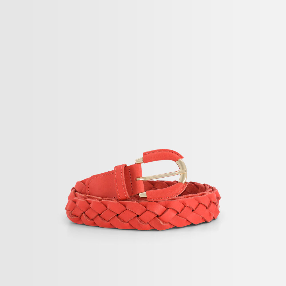 Ceinture tressée en cuir goyave swan goyave.
