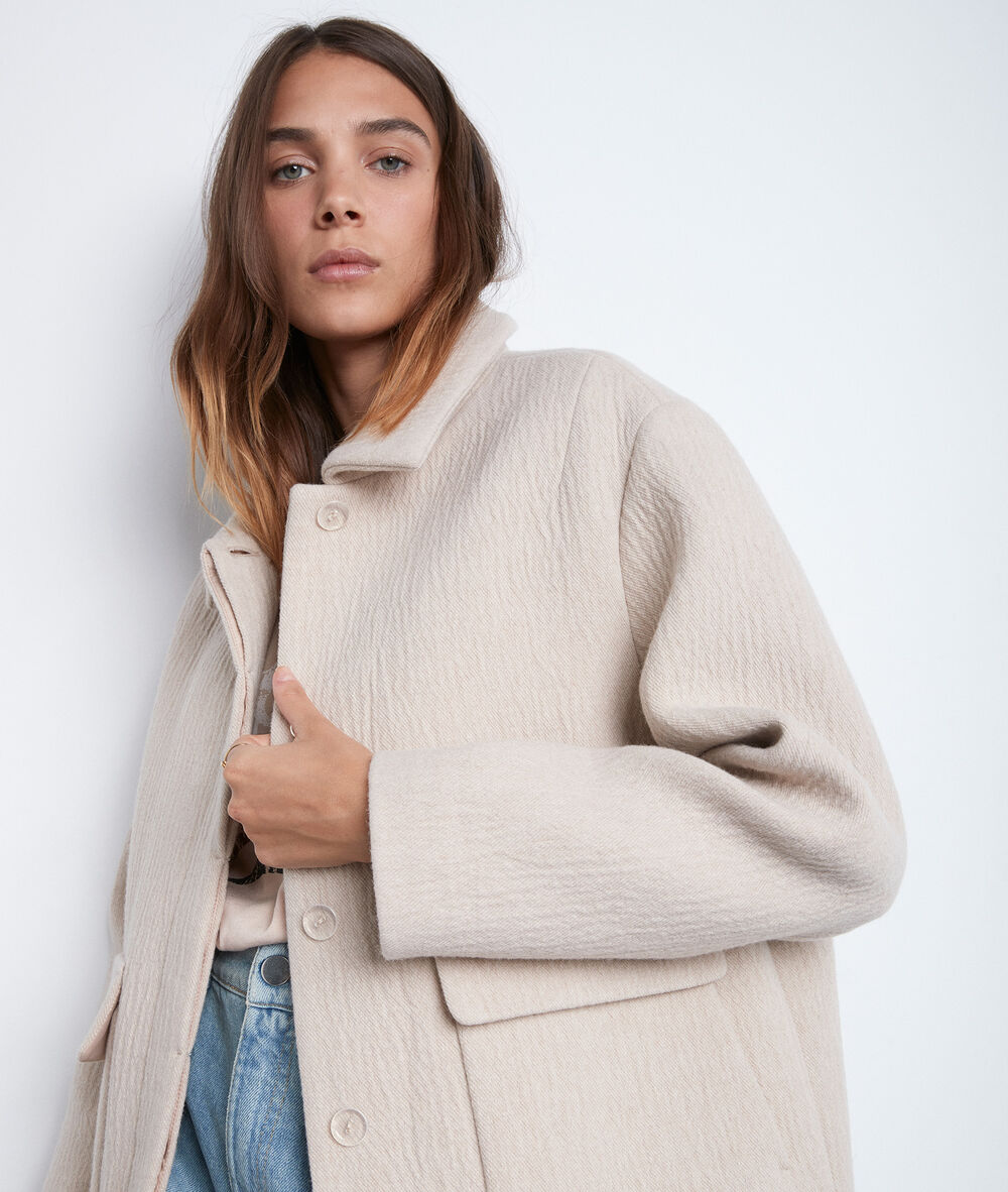 Manteau court texturé beige royce beige.
