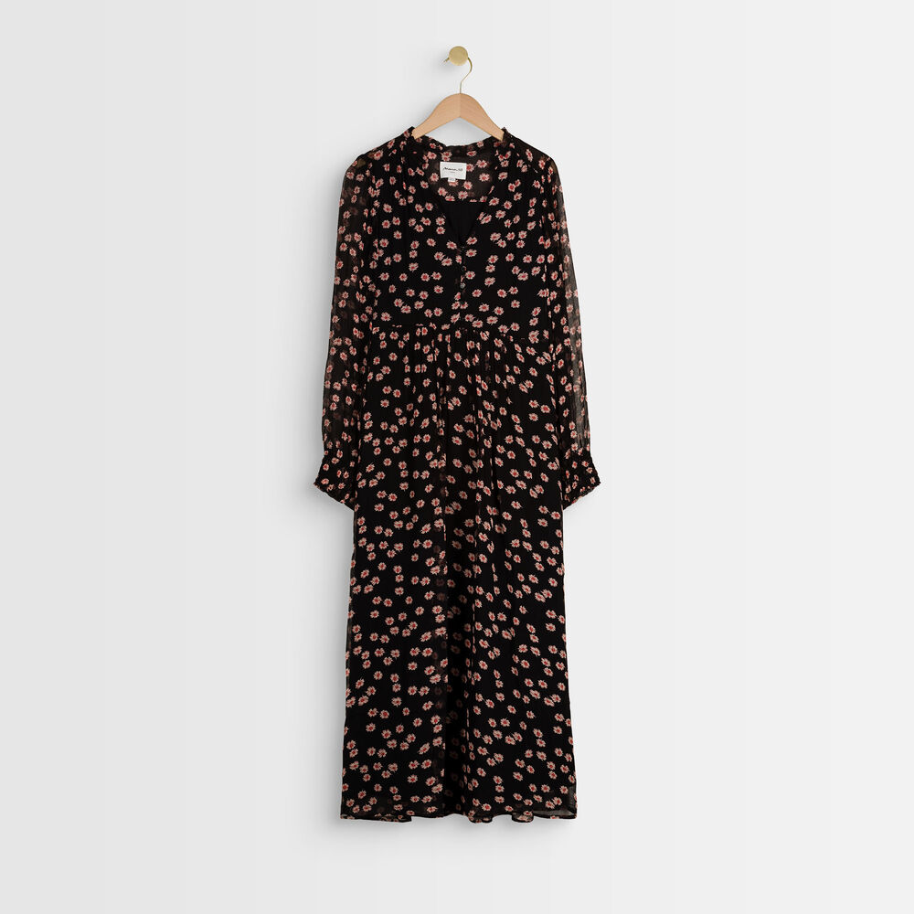 Robe longue imprimée namika noir.