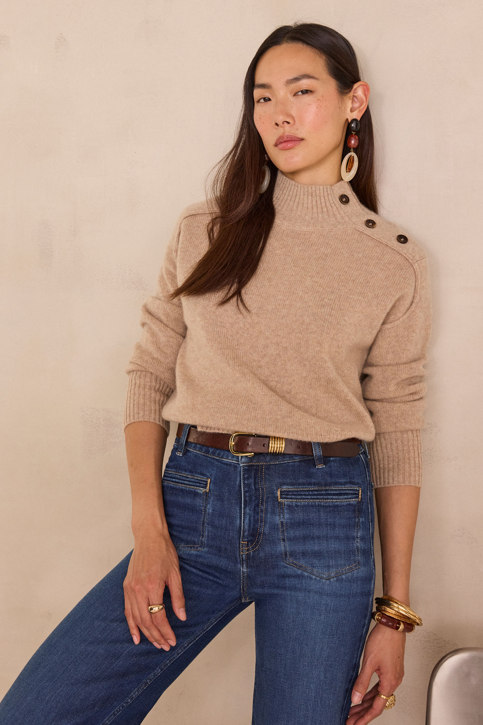 Pull col montant en 100% cachemire 4 fils BRADLEY