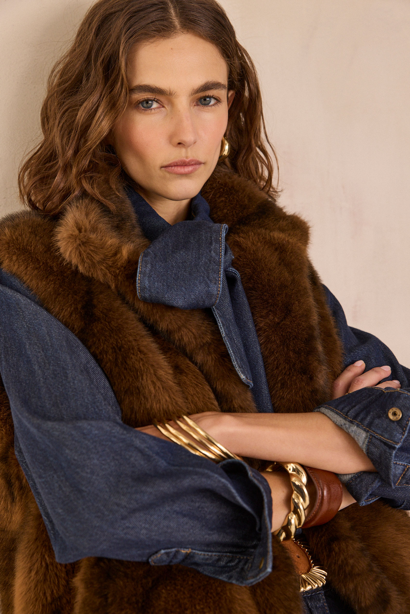 Gilet sans manches duveteux SUZANNE Femme MARRON Maison 123