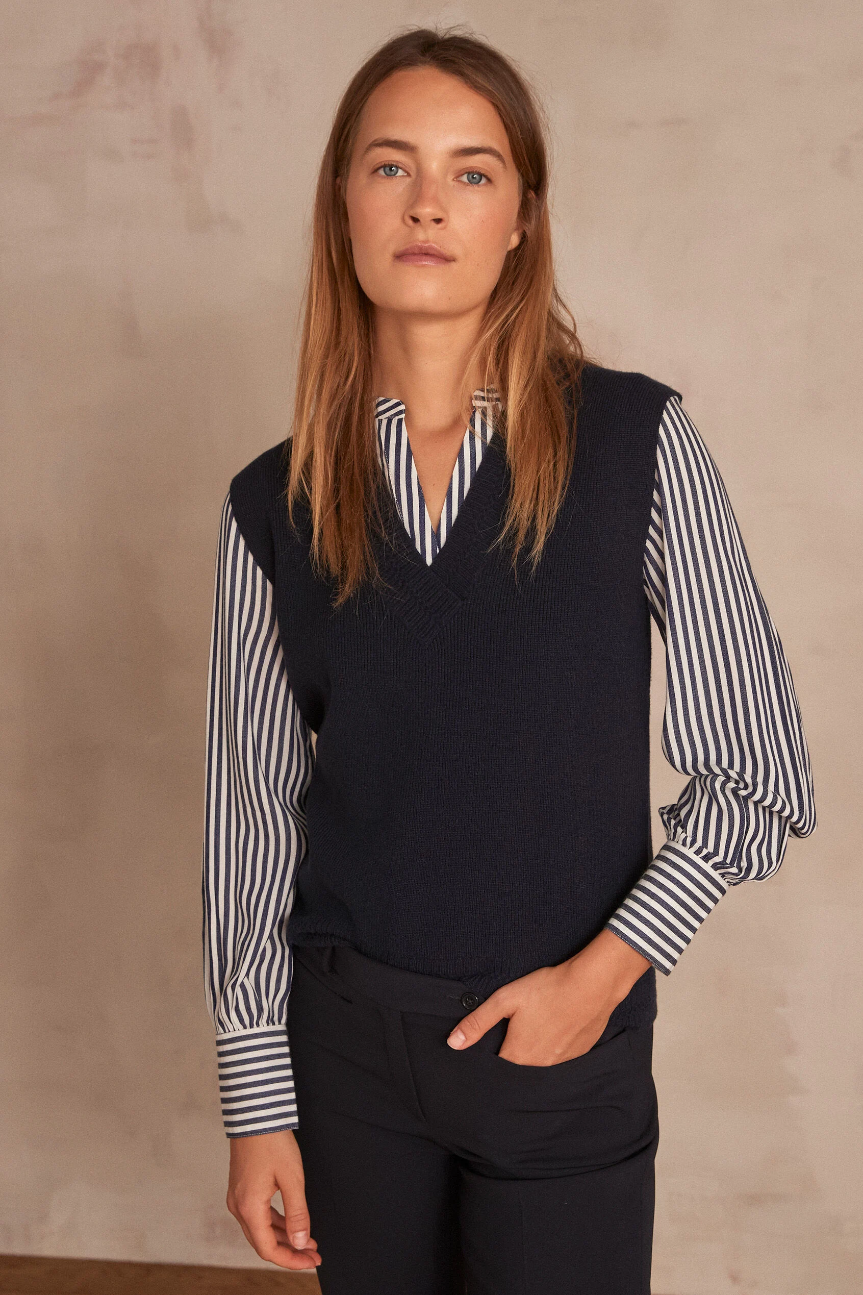 pull sans manche femme