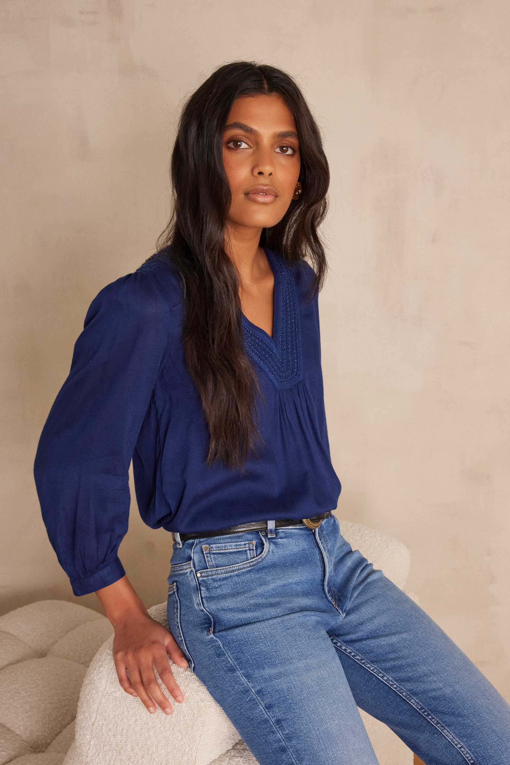 Blouse brodée TAYLOR Femme BLEU Maison 123