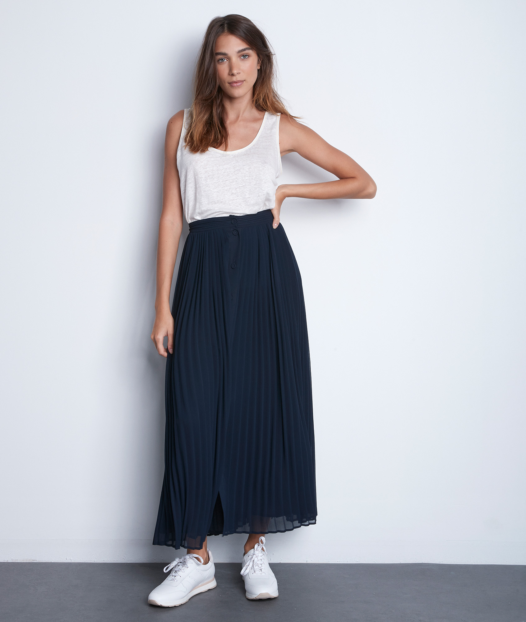 jupe plissée marine femme