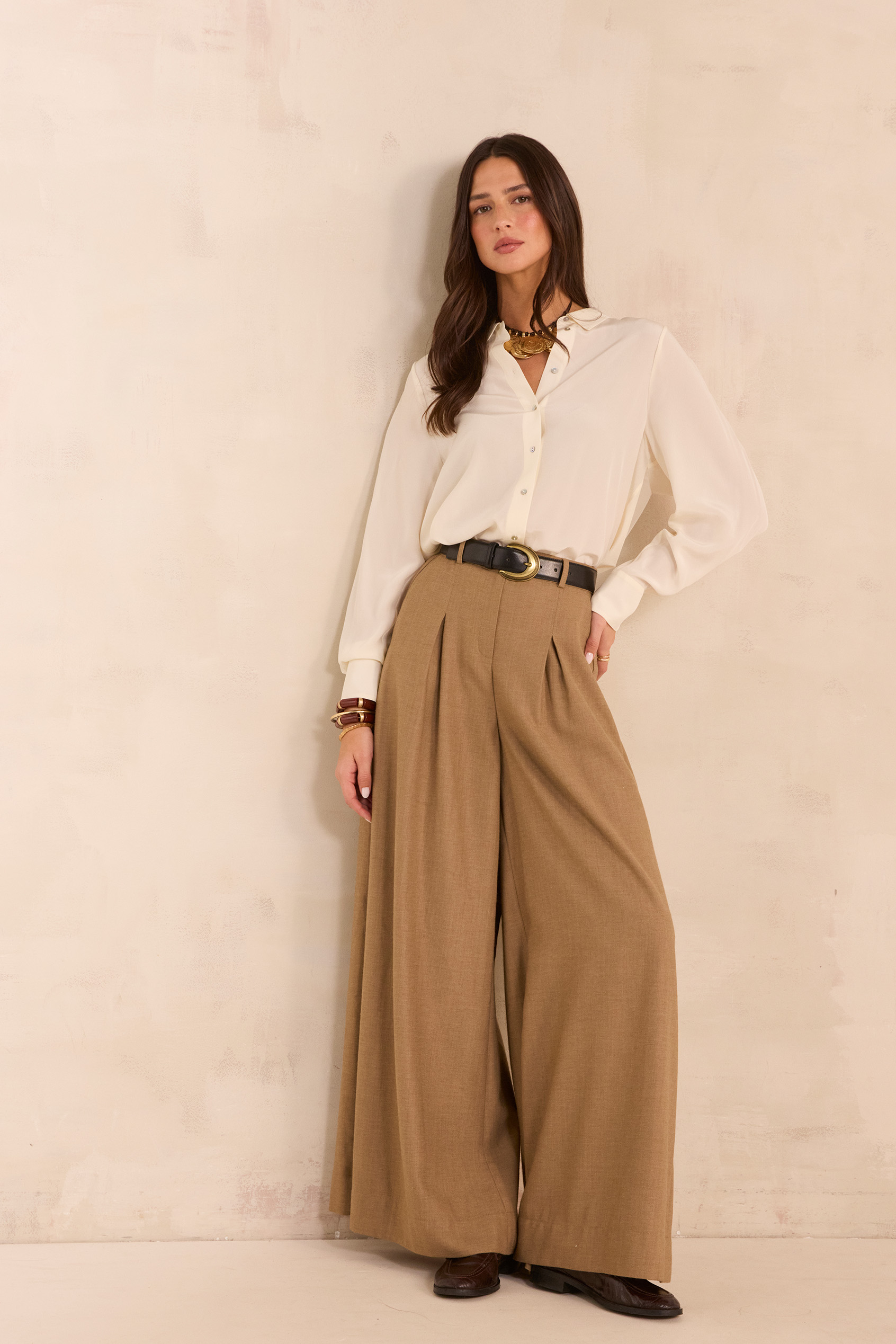 Pantalon large en coton mélangé LUCE
