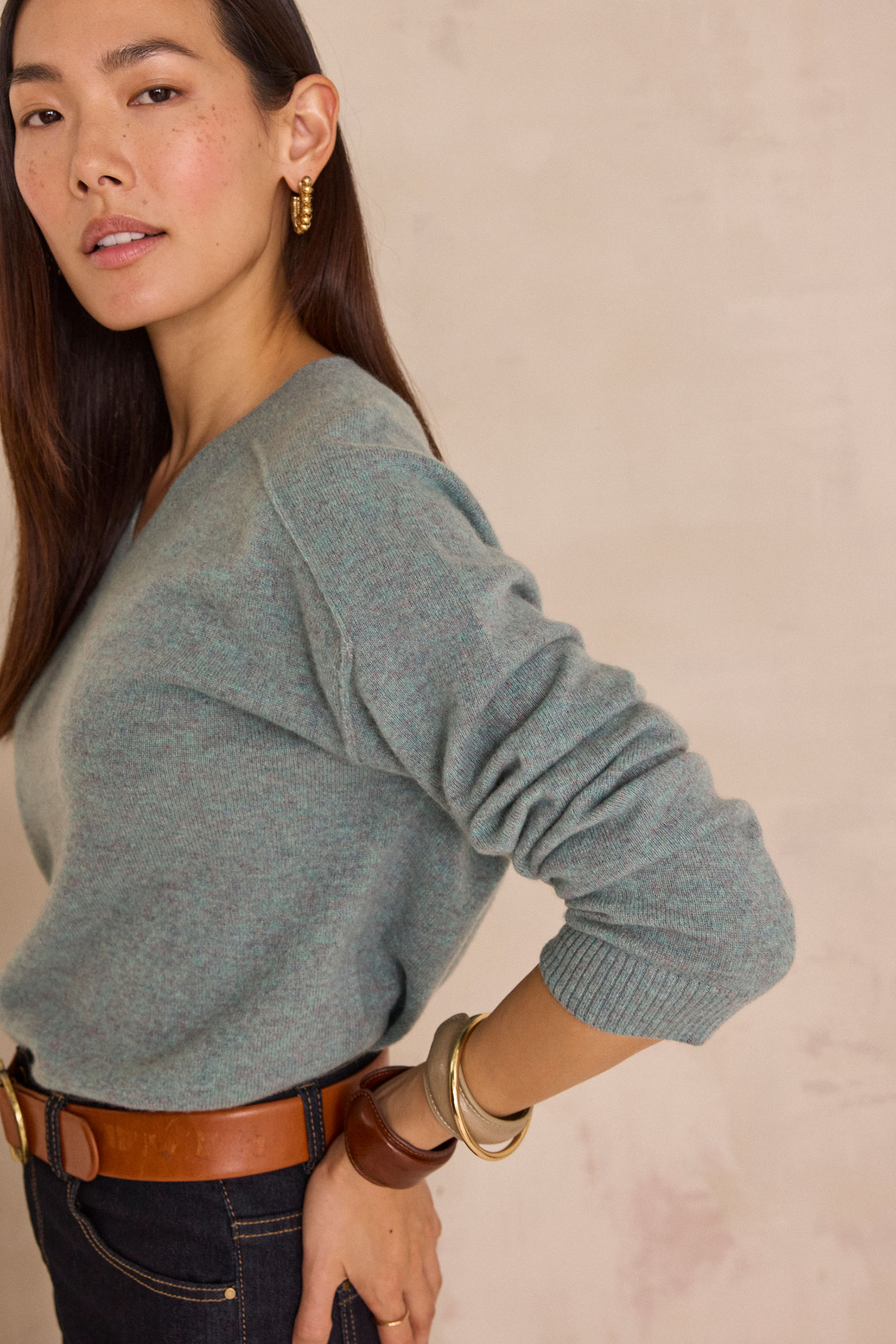 Pull En Cachemire 100% Violet Col V - Marque Fenn Wright Manson Taille M, Occasion Très Bon état