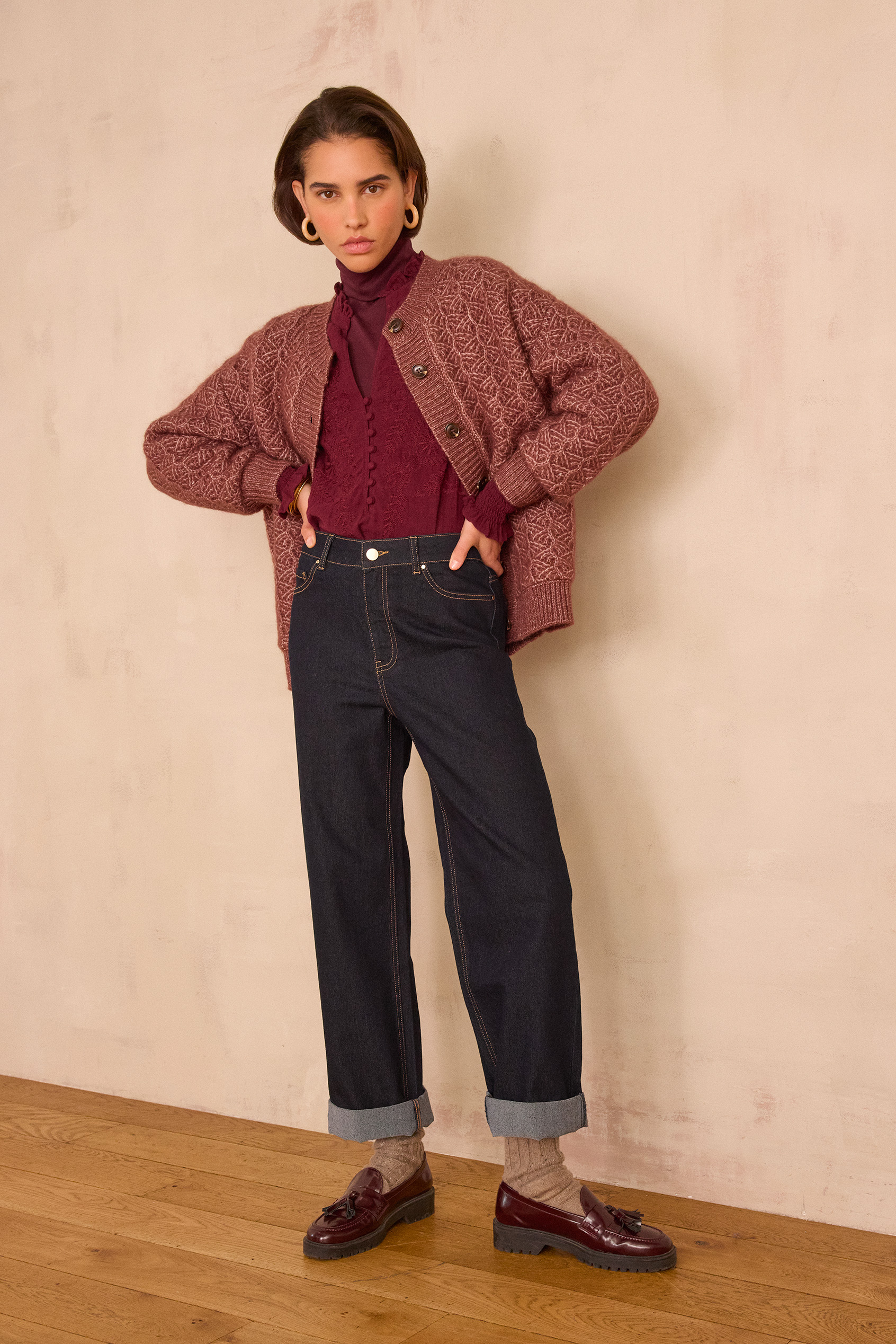 Blouse brodée MALIA en 100% coton Femme BORDEAUX Maison 123