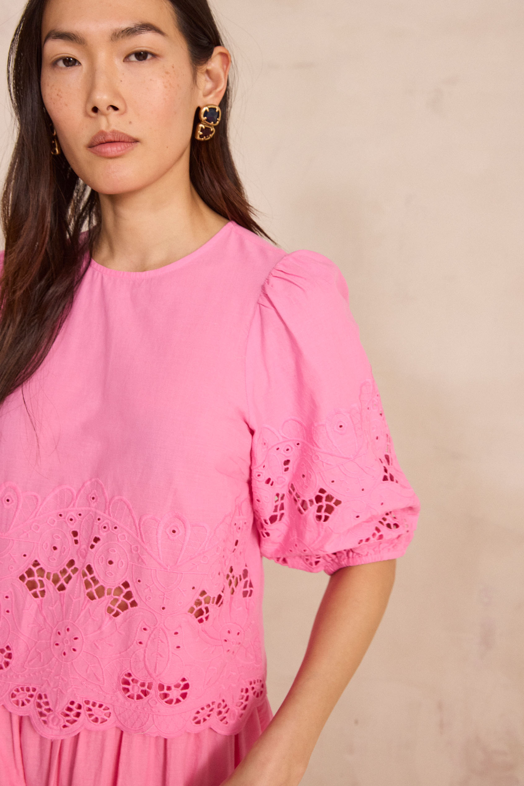 Blouse brodée à manches 3/4 DAWSON Femme | ROSE | Maison 123