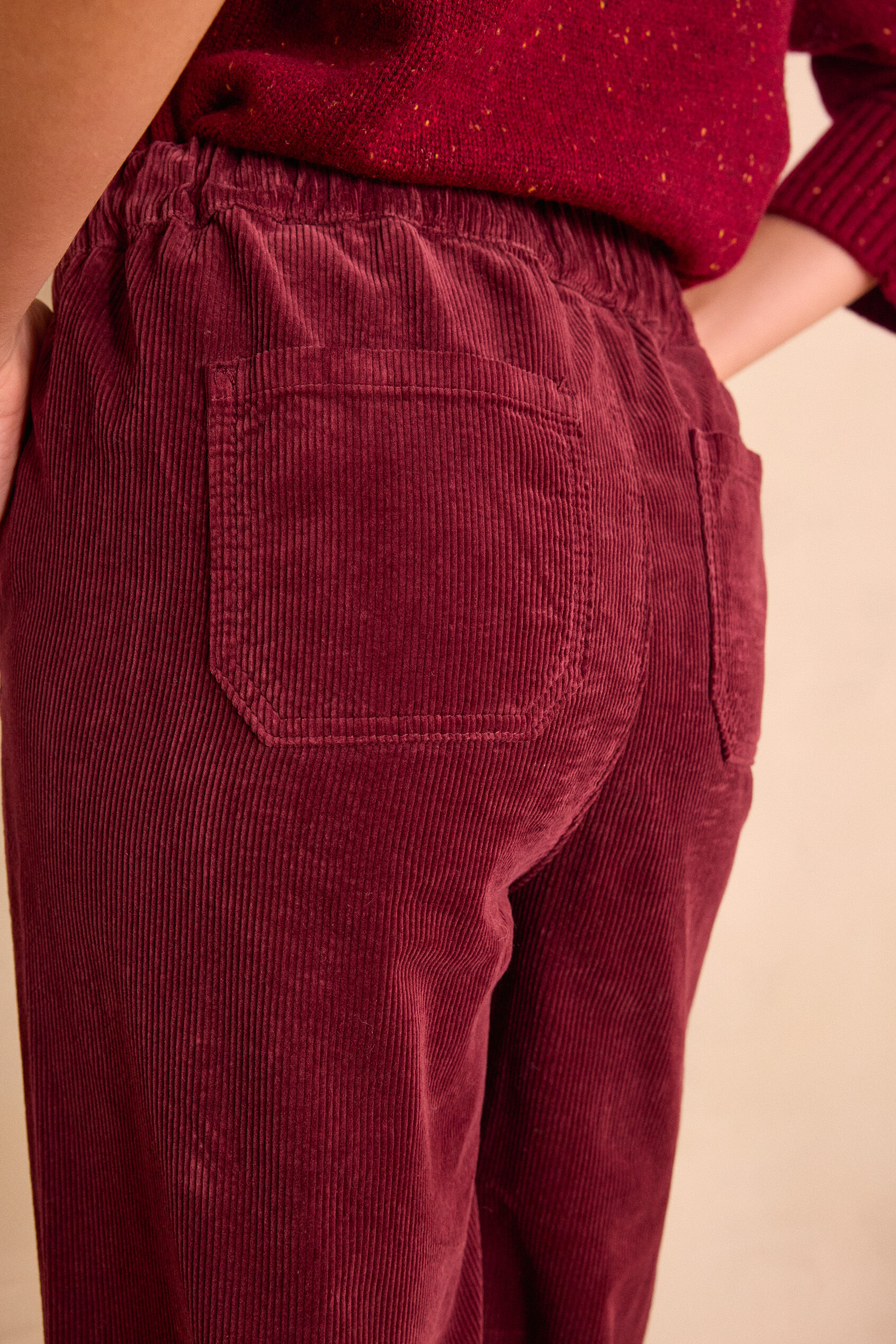 Pantalon Baggy En Velours Côtelé Pour Femme - Taille Haute, Coupe Ample, Jambes Larges, Poches, Couleur Unie, Automne